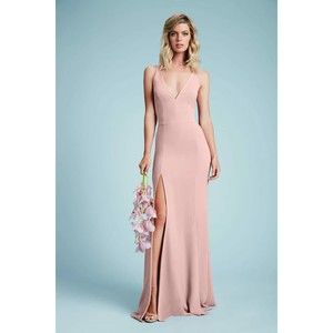 Dress The Population Iris Body Hugging V Neck Dress Blush Medium